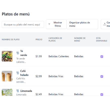 Gestión de menús sencilla